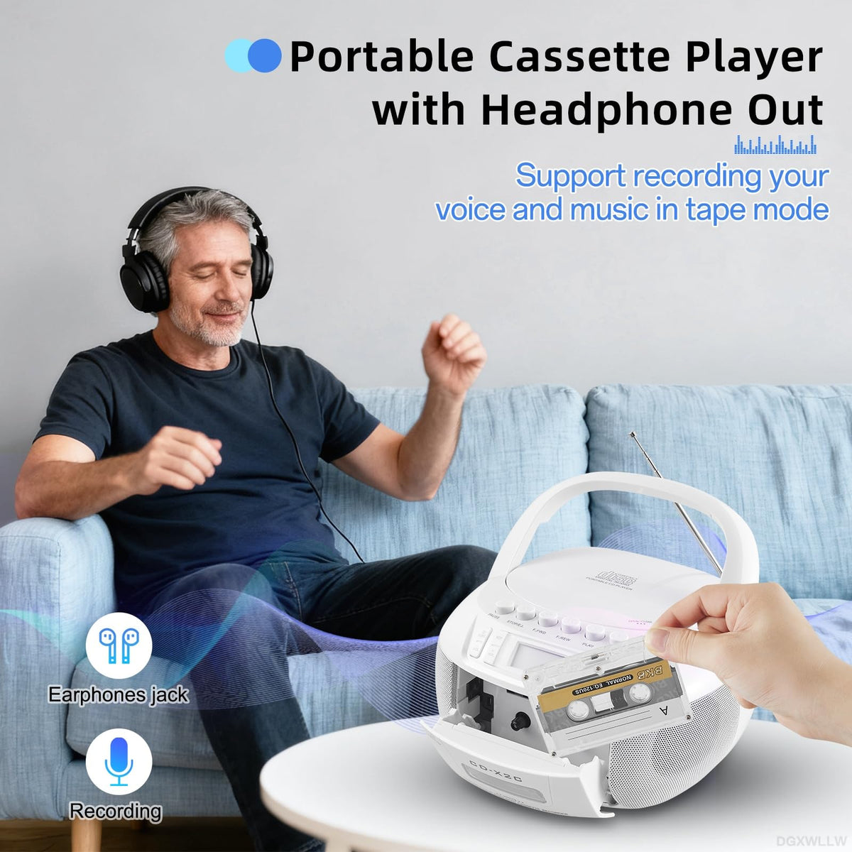 DGXWLLW remote control pictured to manage playback from a distance