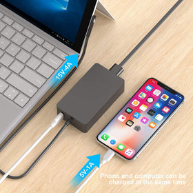 DHMXDC extra USB 2.0 port allows charging a phone concurrently