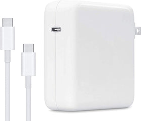 DHMXDC 96W USB-C charger connected to a MacBook Pro for fast, reliable power.