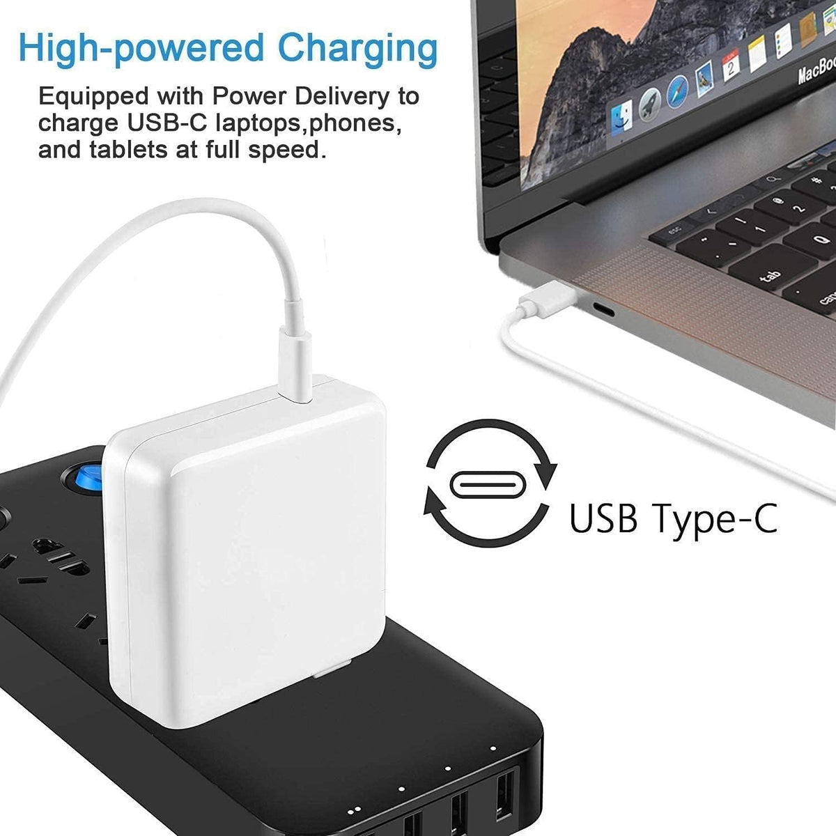 DHMXDC charger long 5.91ft cable offers flexible placement at desk or bed.