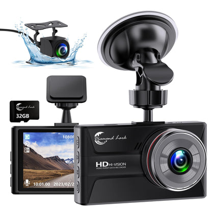 Diamond Lark front camera mounted on windshield showing clear roadview and evidence capture