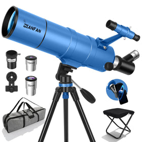 Dianfan 90mm aperture telescope setup enables quick, easy assembly for beginners.
