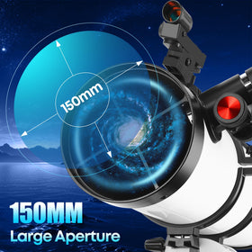 Dianfan 150EQ EQ mount provides precise tracking for steady astronomical viewing.