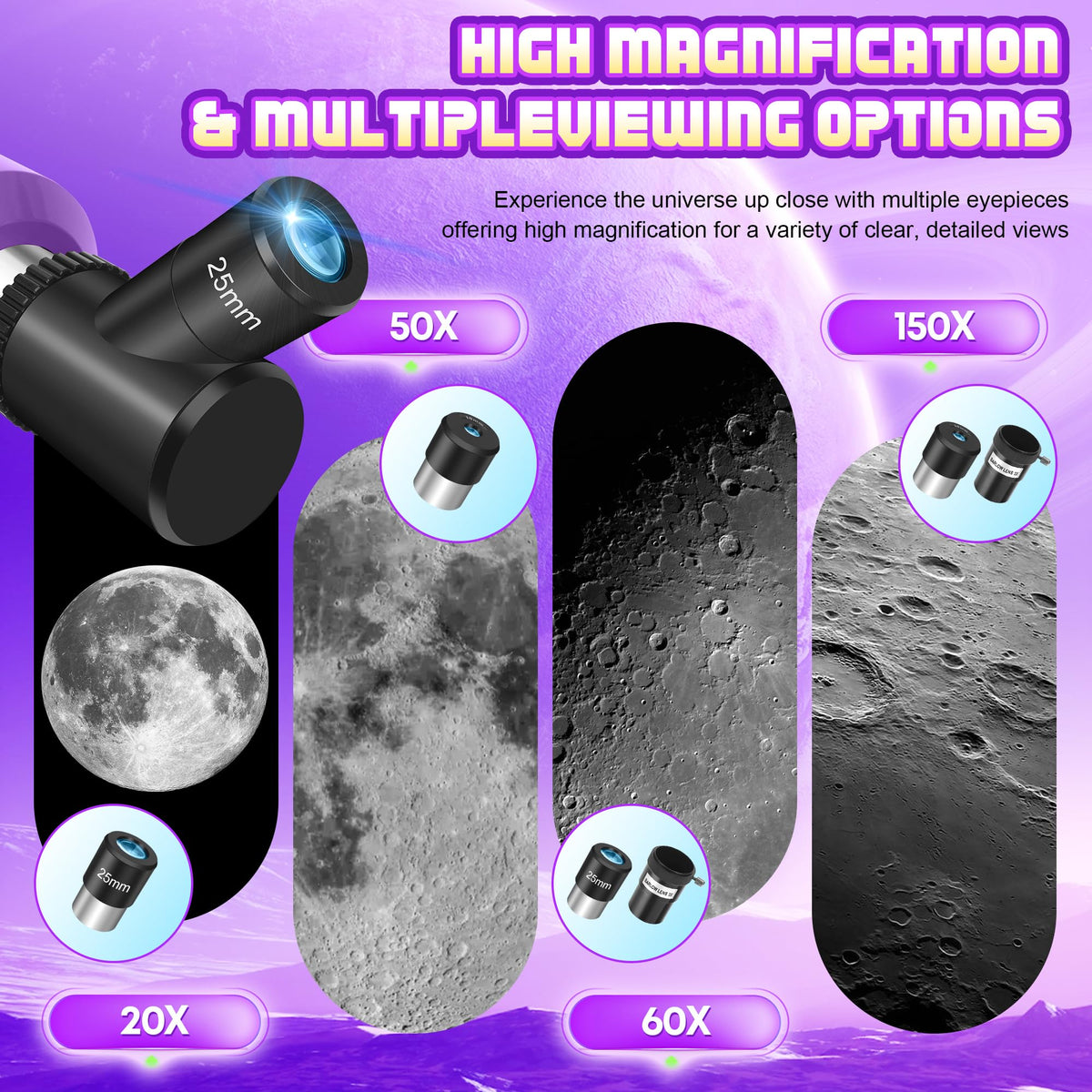 Dianfan telescope includes backpack and phone adapter for portable stargazing and recording.