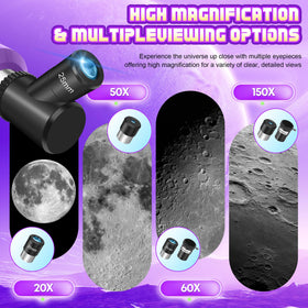Dianfan telescope includes backpack and phone adapter for portable stargazing and recording.