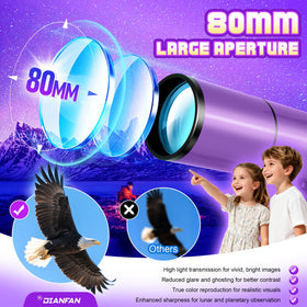 Dianfan telescope features fully multi-coated optics for clearer, brighter night sky images.