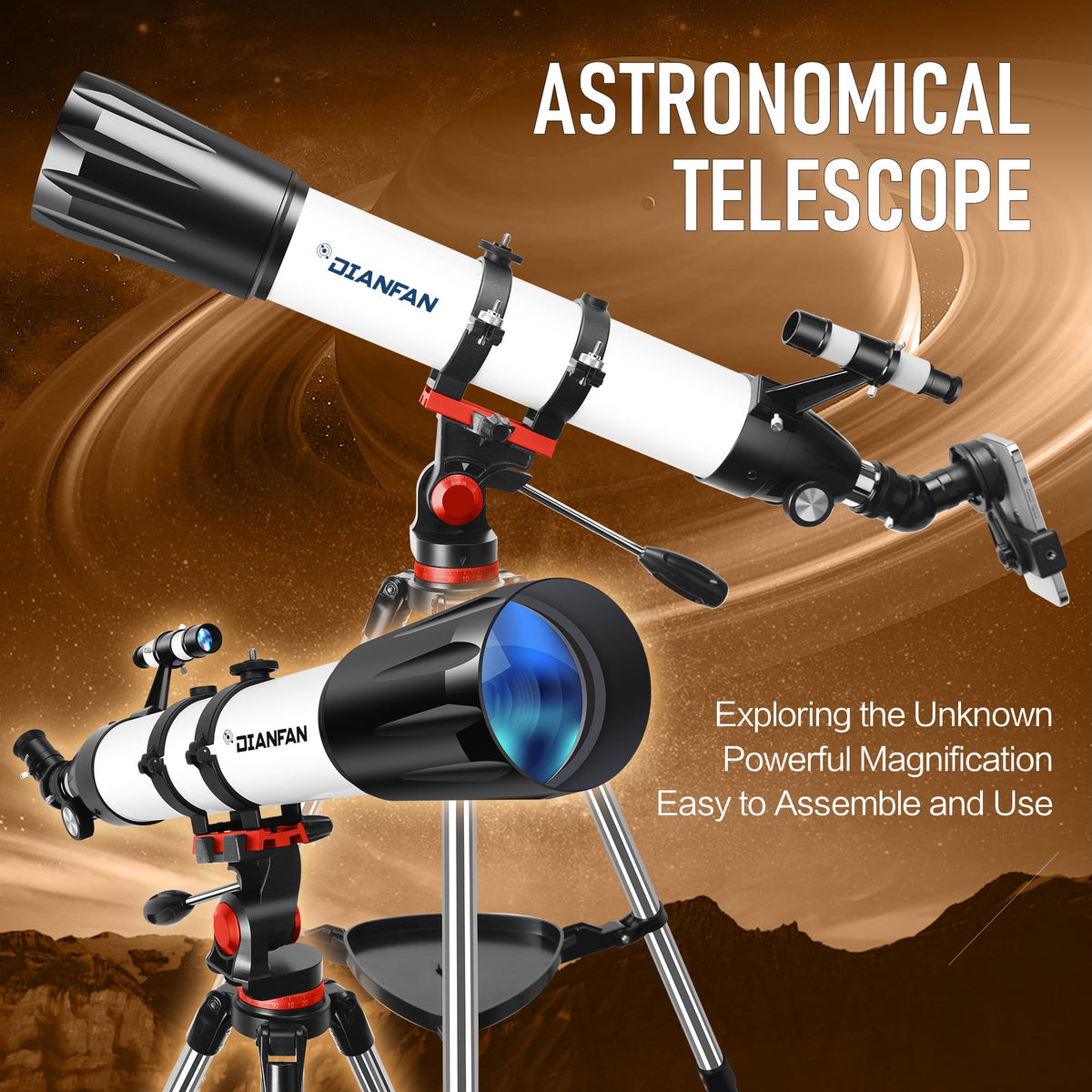 Dianfan telescope night-sky view reveals distant details during stargazing.