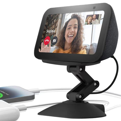 Dianves Echo Show 5 (3rd Gen) adjustable height stand viewed from side for better viewing angle