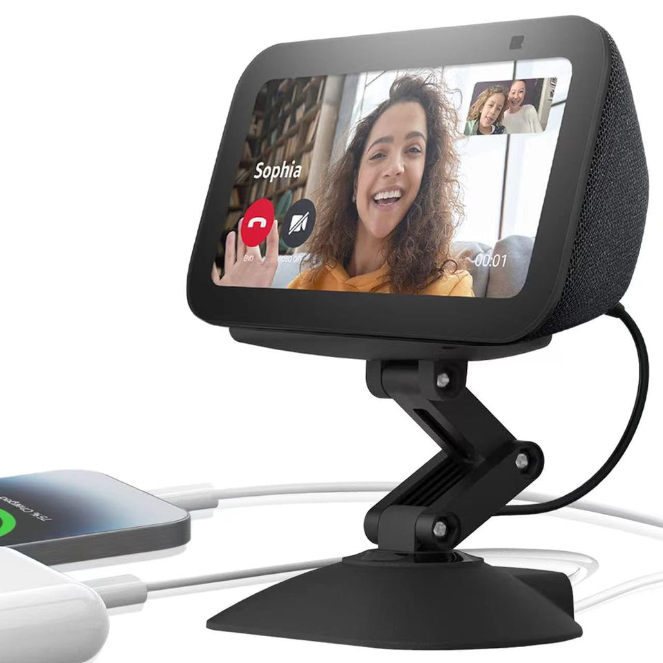Dianves Echo Show 5 (3rd Gen) adjustable height stand viewed from side for better viewing angle