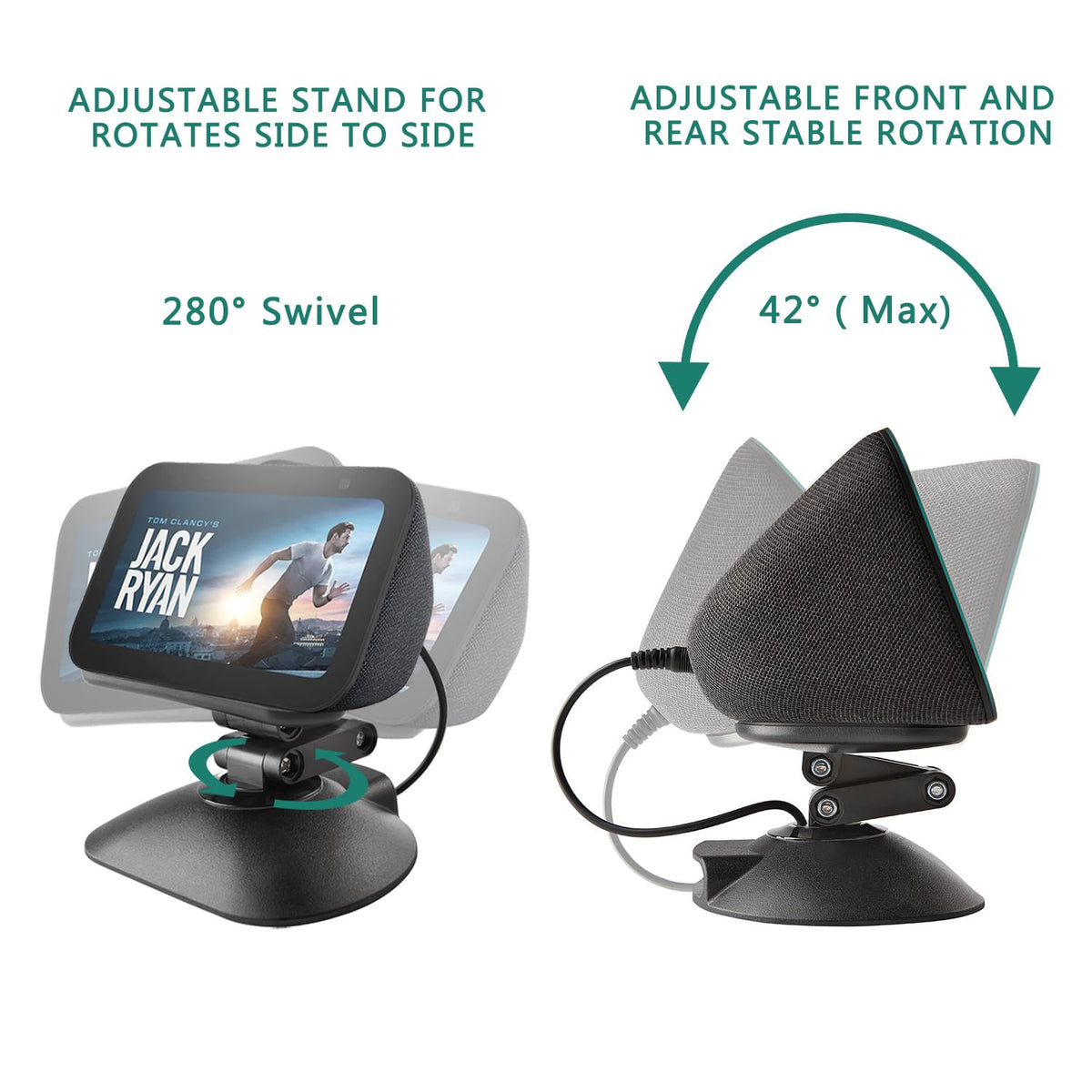 Dianves Echo Show 5 bottom magnetic connection securing the device