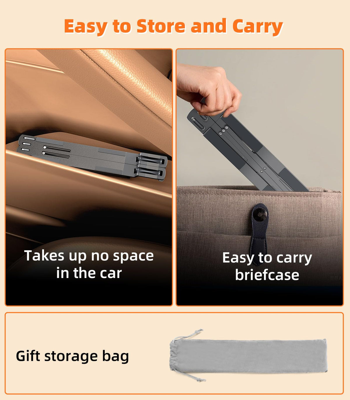 DICMKY used in desktop mode on car seat, stable on flat surfaces
