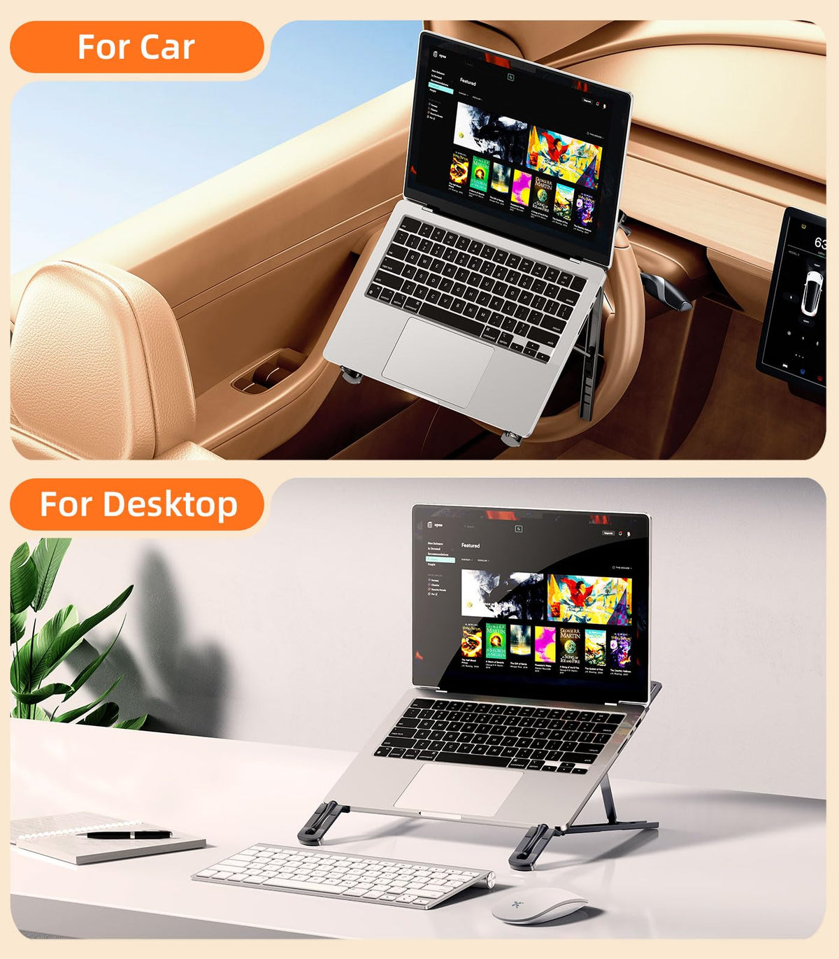 DICMKY lifestyle image of driver using tray at rest stop, practical mobile office