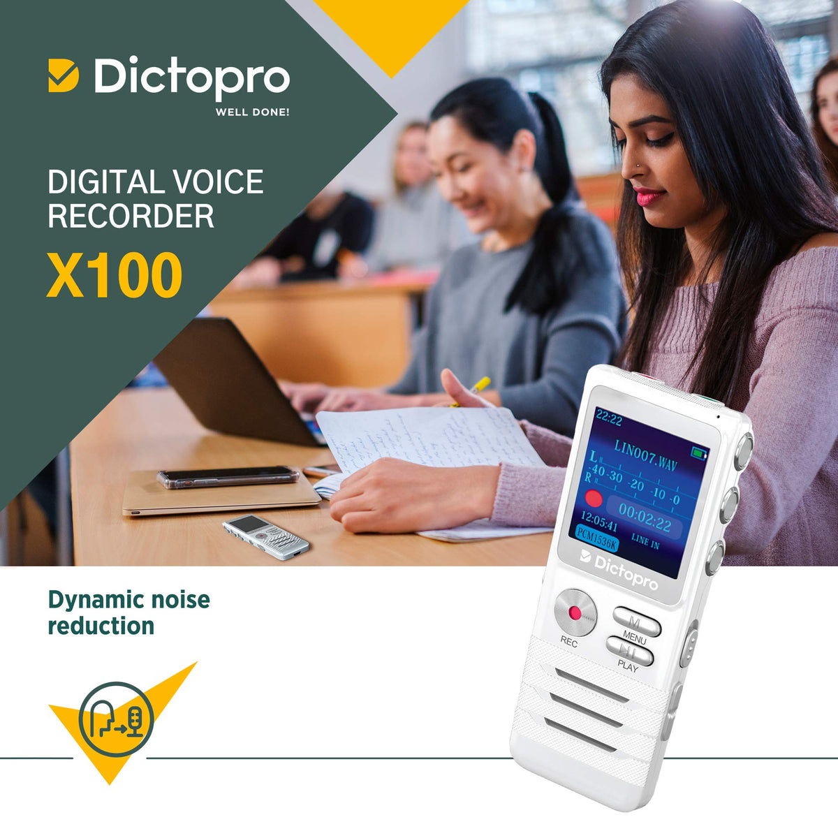 Dictopro X100 brushed aluminum back, durable and lightweight for travel