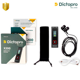 Dictopro X200 screen detail displaying controls and intuitive interface benefit