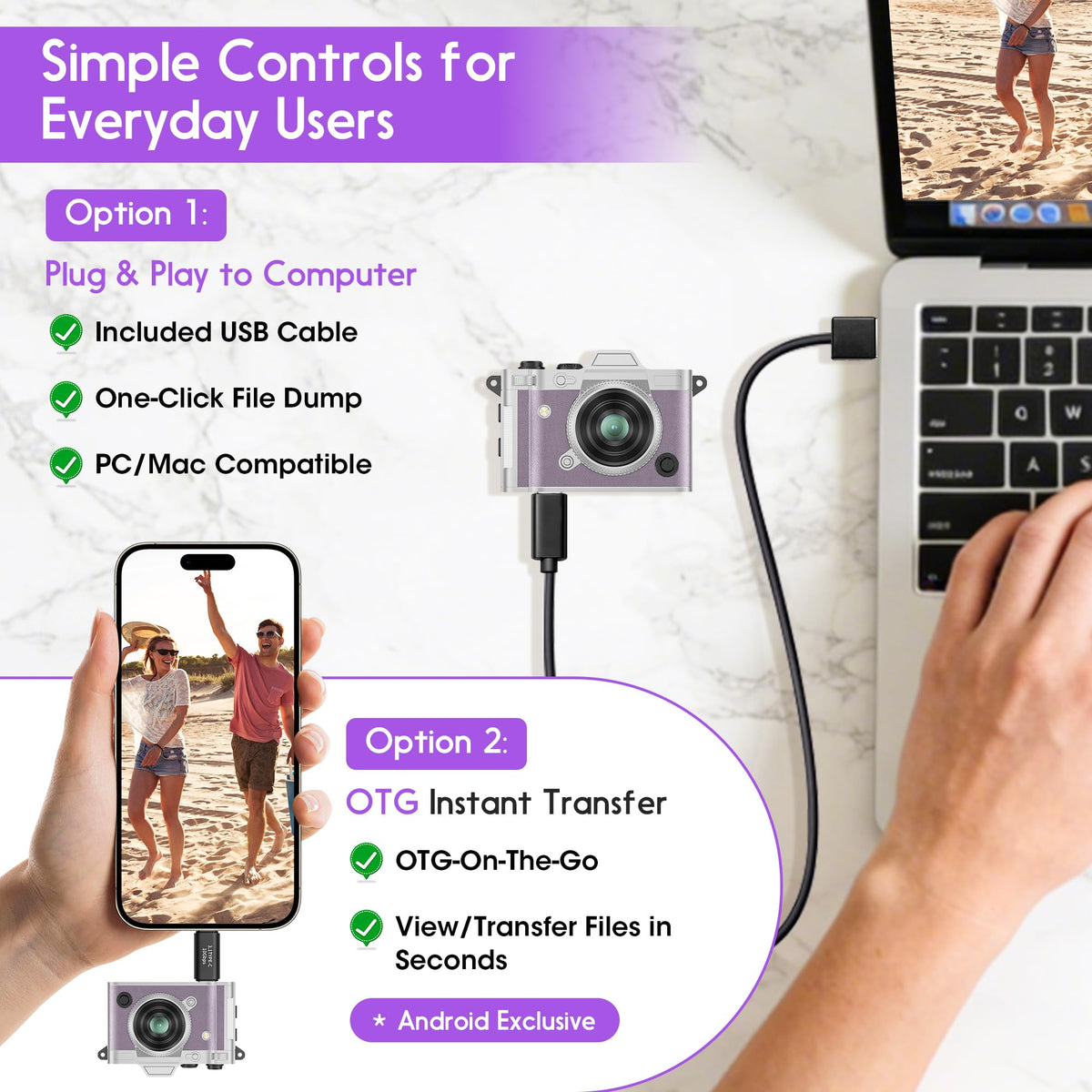 Dienspeak with included 16GB card and OTG adapter for fast sharing