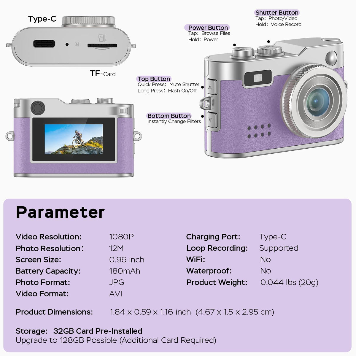 Dienspeak laid-out accessories including OTG adapter Type-C and 32GB card for quick transfers