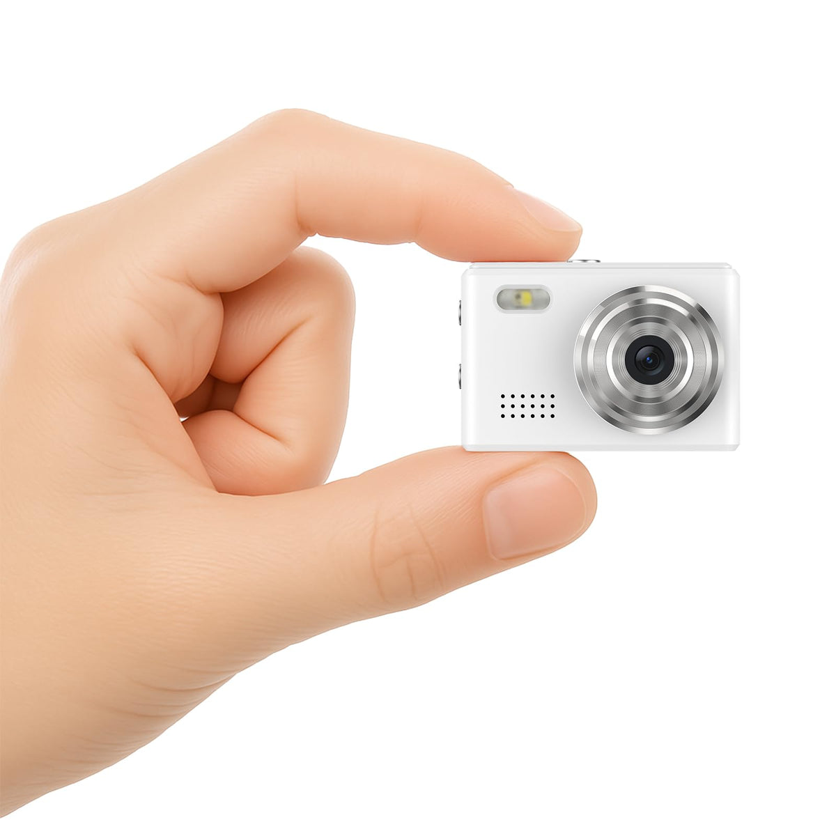 Dienspeak Mini Camera front view shows ultra-portable pocket design for on-the-go filming