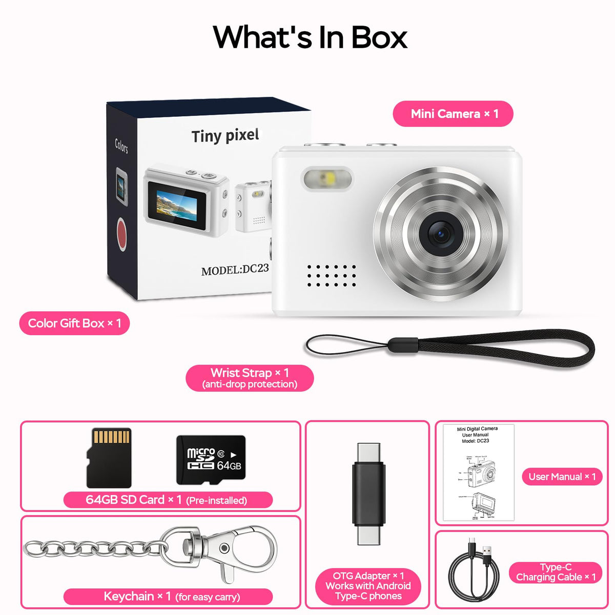 Dienspeak Mini Camera included essentials for quick setup