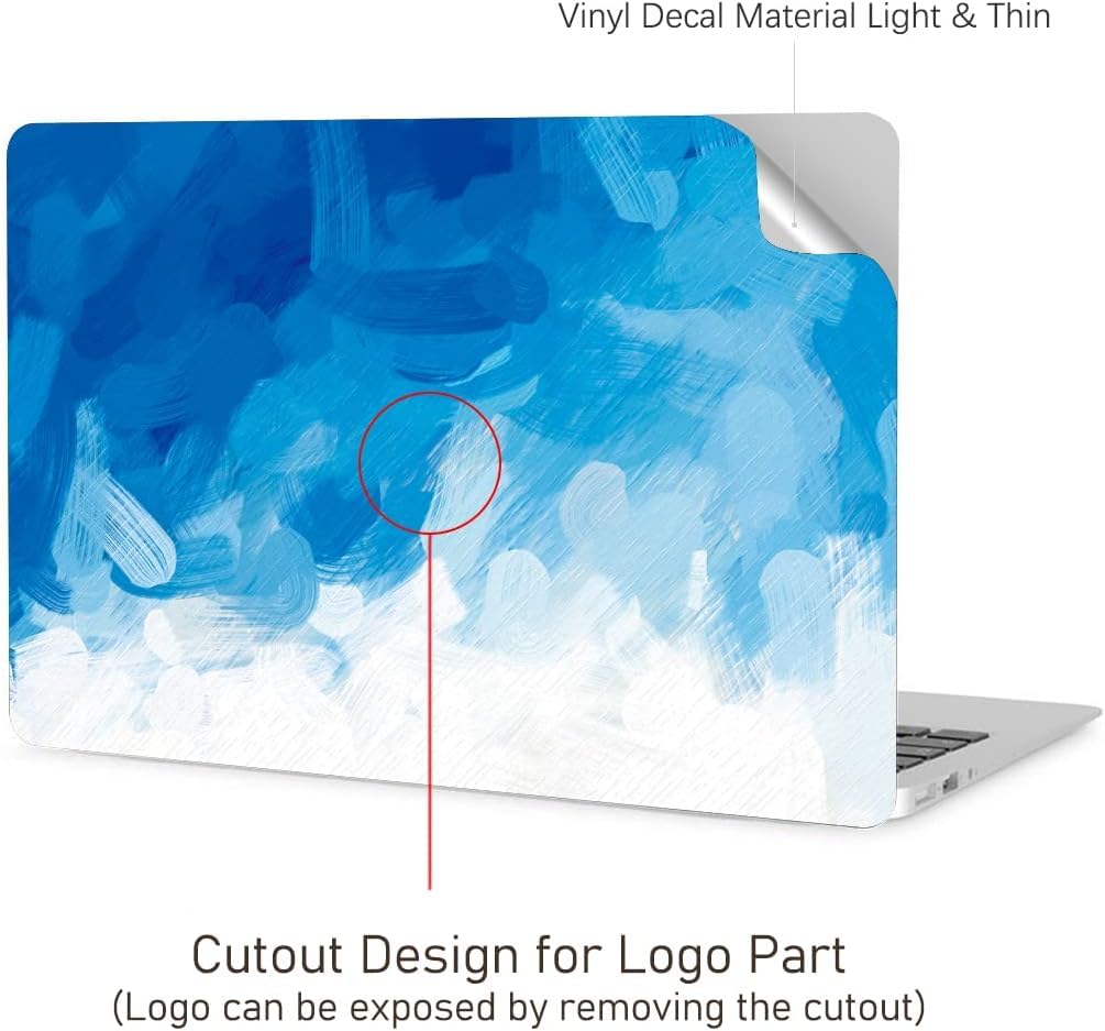 Easy logo cut-out option for Digi-Tatoo blue paint MacBook Air 15.3 skin.