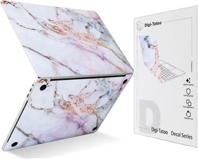 Digi-Tatoo cracked marble MacBook Air 15.3 front view skin protects against scratches.