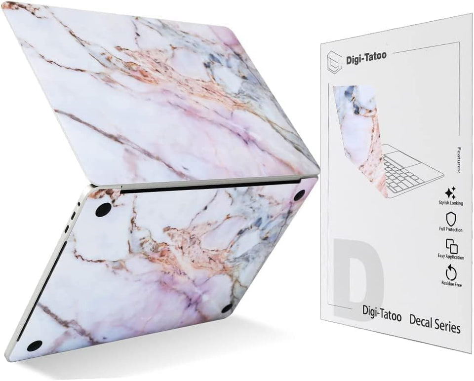 Digi-Tatoo cracked marble MacBook Air 15.3 front view skin protects against scratches.