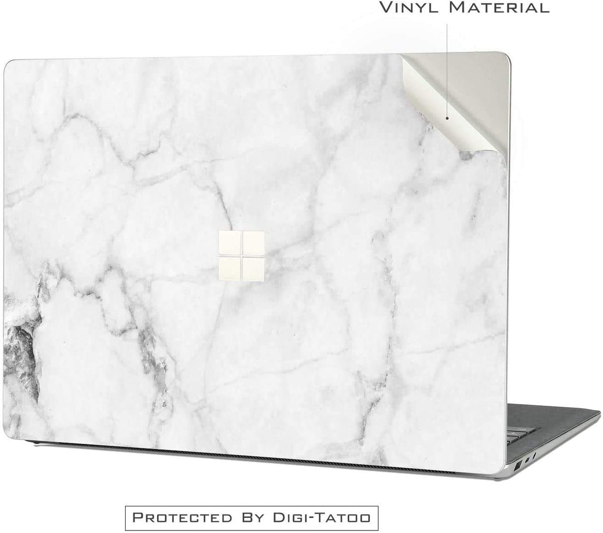 Digi-Tatoo Fresh Marble installation on Surface Laptop Go 2 demonstrates bubble-free fit.