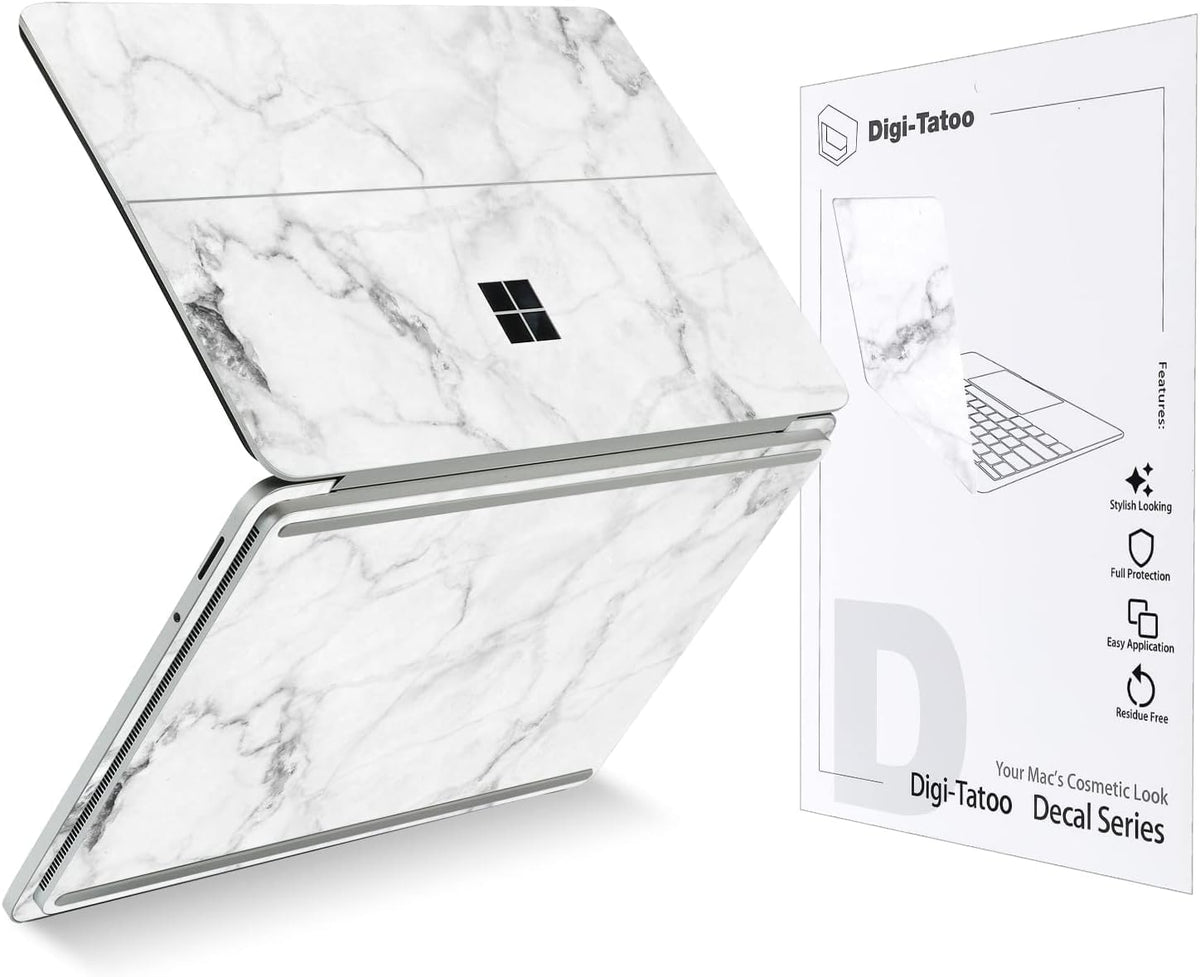Digi-Tatoo Fresh Marble skin on Surface Laptop Studio 2 provides stylish scratch protection.