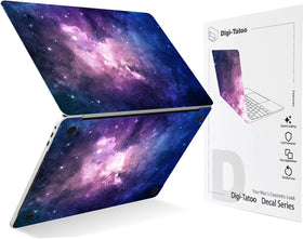 Digi-Tatoo Nebula skin on MacBook Pro 14 front view offers scratch protection and a bold style.
