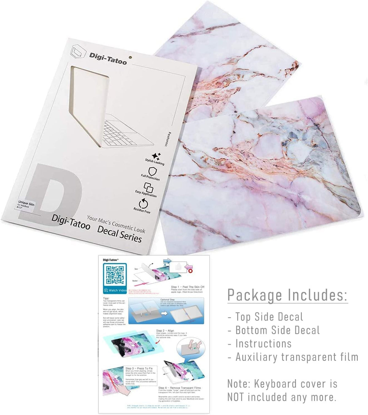 Digi-Tatoo cracked marble MacBook Air skin guards against fingerprints during daily use