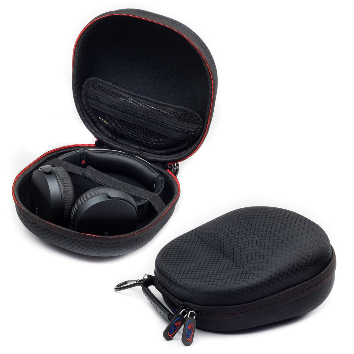 DigiCharge hard carry case offers universal protection for over-ear headphones.