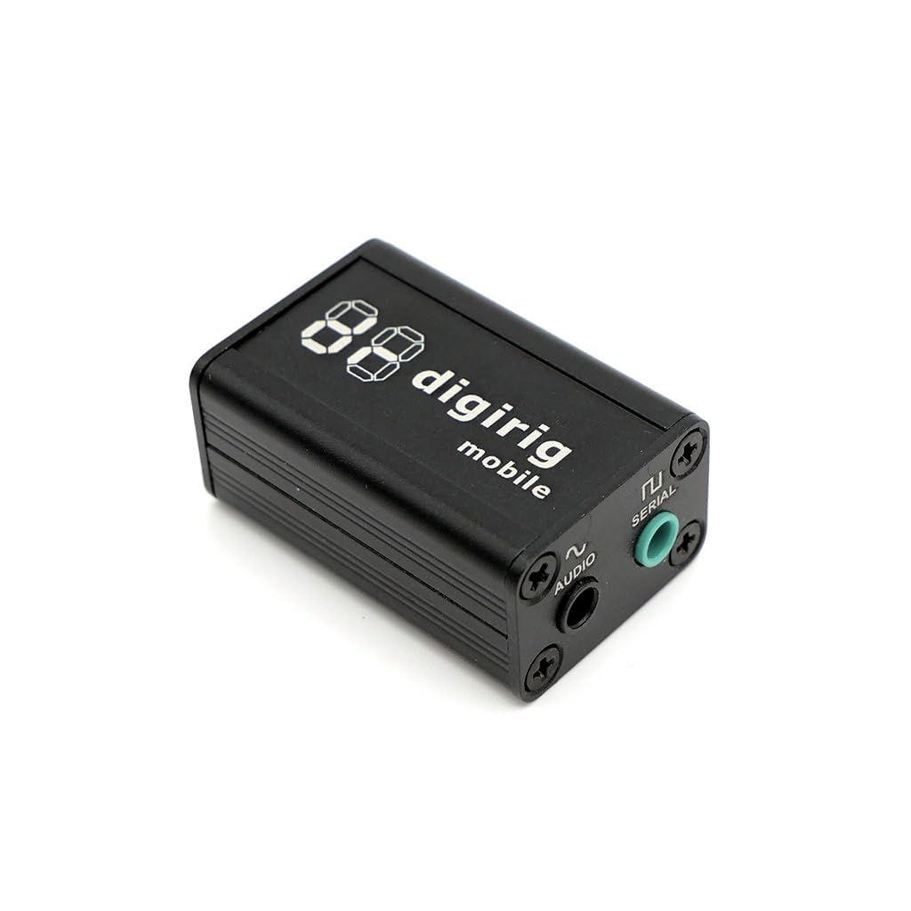 Digirig Mobile interface connected to a radio via TRRS for seamless digital modes.