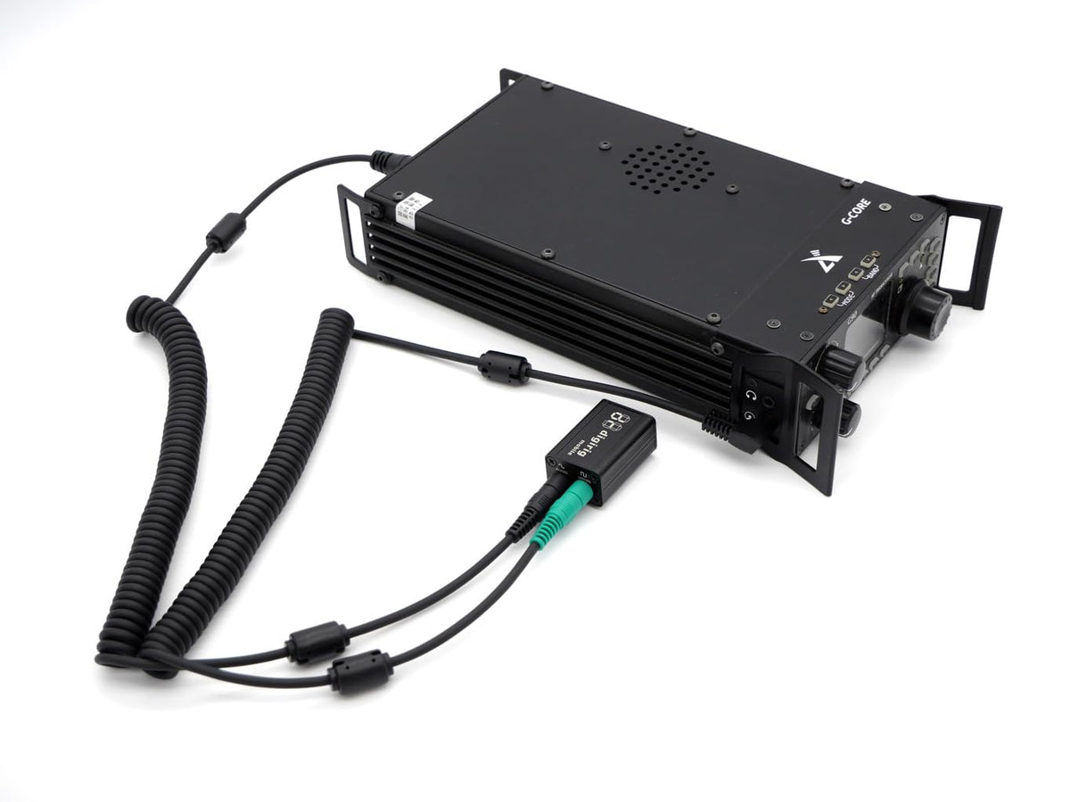 Digirig cables stretched in vehicle showing reach and tidy routing benefit