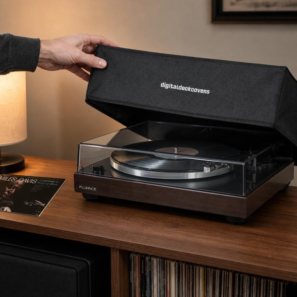DigitalDeckCovers turntable dust cover RT80-RT85 keeping Fluance gear clean and ready to play.