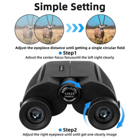 Digitgarden binoculars 12x25 easy focus center for beginners.