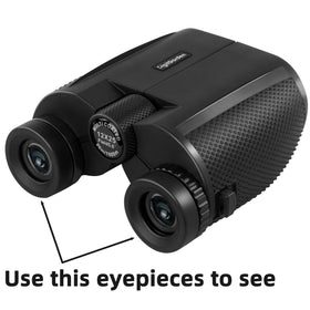 Digitgarden binoculars 12x25 eyepieces close-up for comfortable eyeglass viewing.