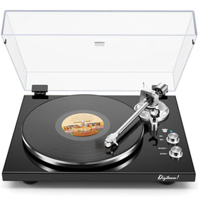 DIGITNOW belt-drive turntable on wood base for rich vinyl sound