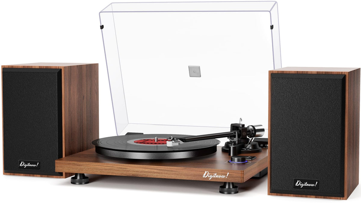 DIGITNOW Bluetooth turntable with iron-platter for stable, smooth playback