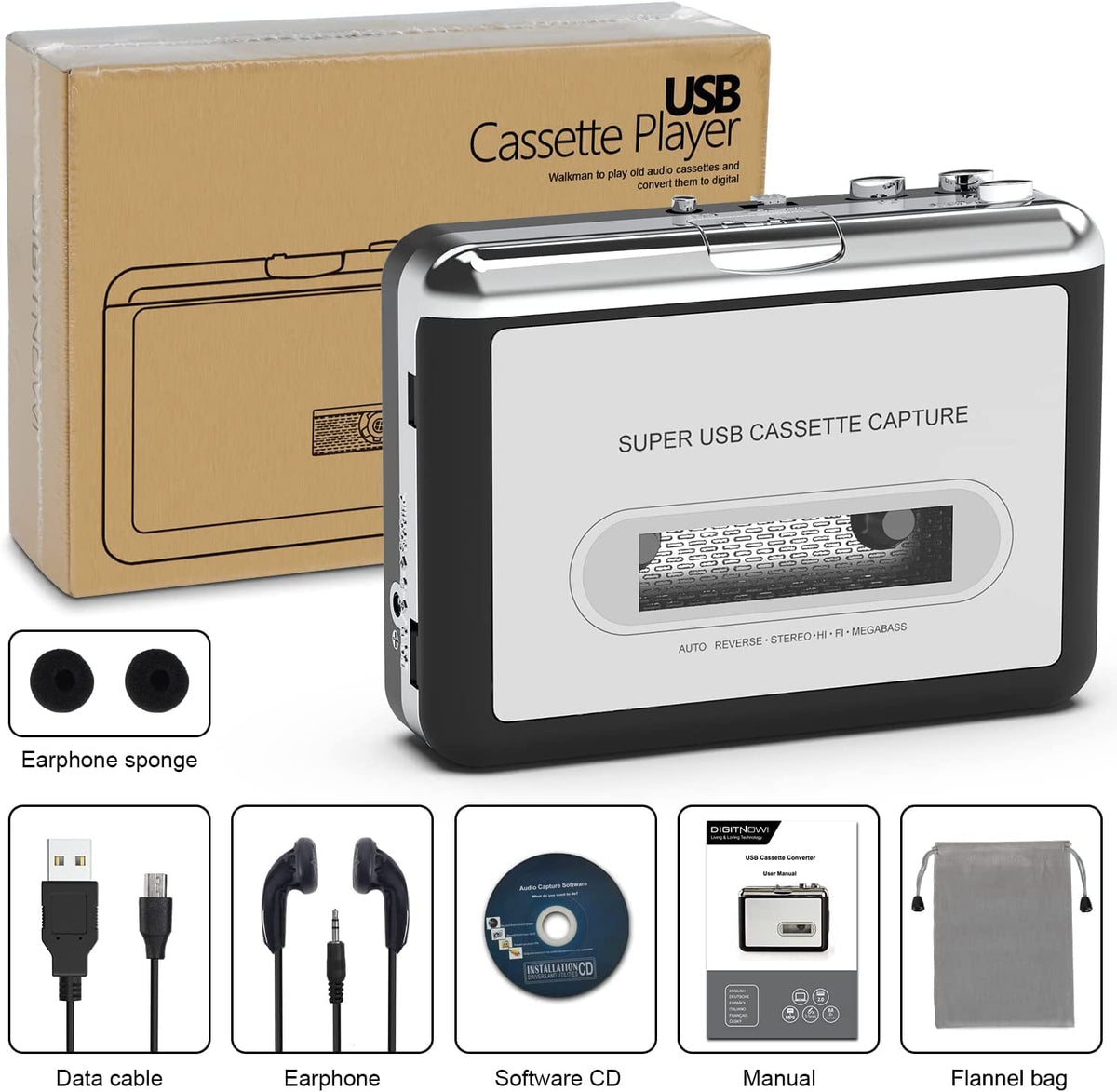 DigitNow portable Walkman-style cassette converter for on-the-go digitization