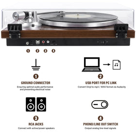 DIGITNOW turntable with dust cover protects records and gear during storage.