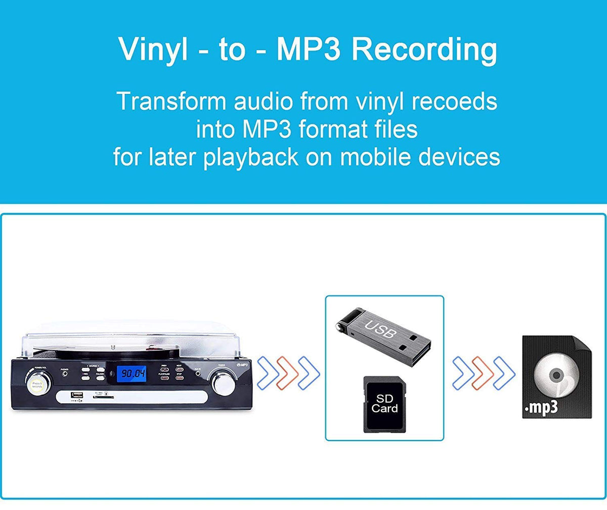 DIGITNOW USB SD encoding interface highlighting simple vinyl to MP3 transfers.