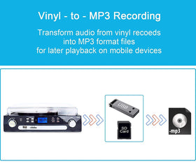 DIGITNOW USB SD encoding interface highlighting simple vinyl to MP3 transfers.
