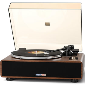 DIGITNOW vinyl record player with wood and metal design for premium home audio