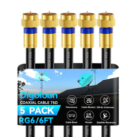 Digoloan coaxial cable with durable outer sheath for indoor/outdoor use and reliable signal.
