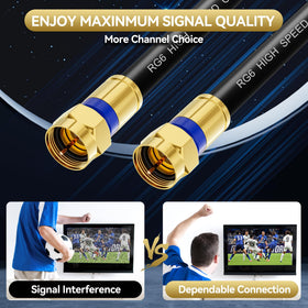 Digoloan gold F-type connector close-up improving contact and corrosion resistance