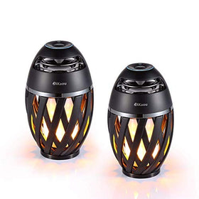 DiKaou LED Flame Speaker with dancing flame effect for cozy ambience and rich audio.