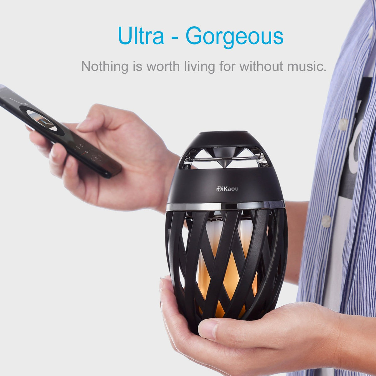 DiKaou Warm Yellow LEDs create a cozy ambiance during night listening.