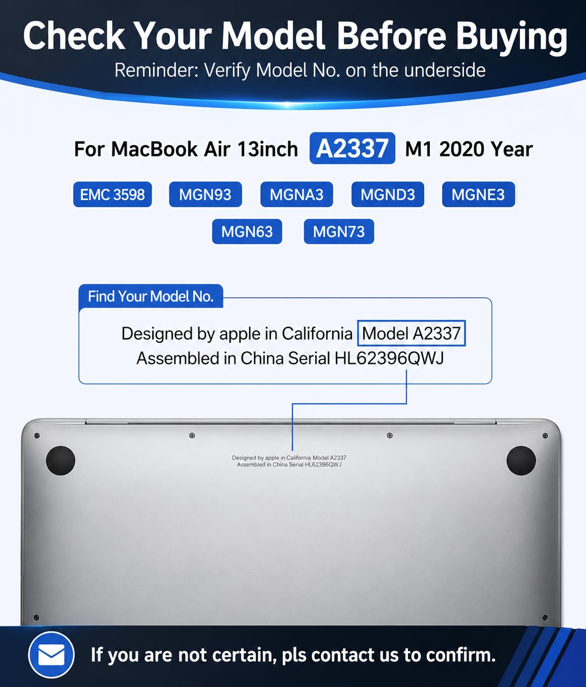 Dilcmtif A2337 screen side view shows precise fit for easy installation.