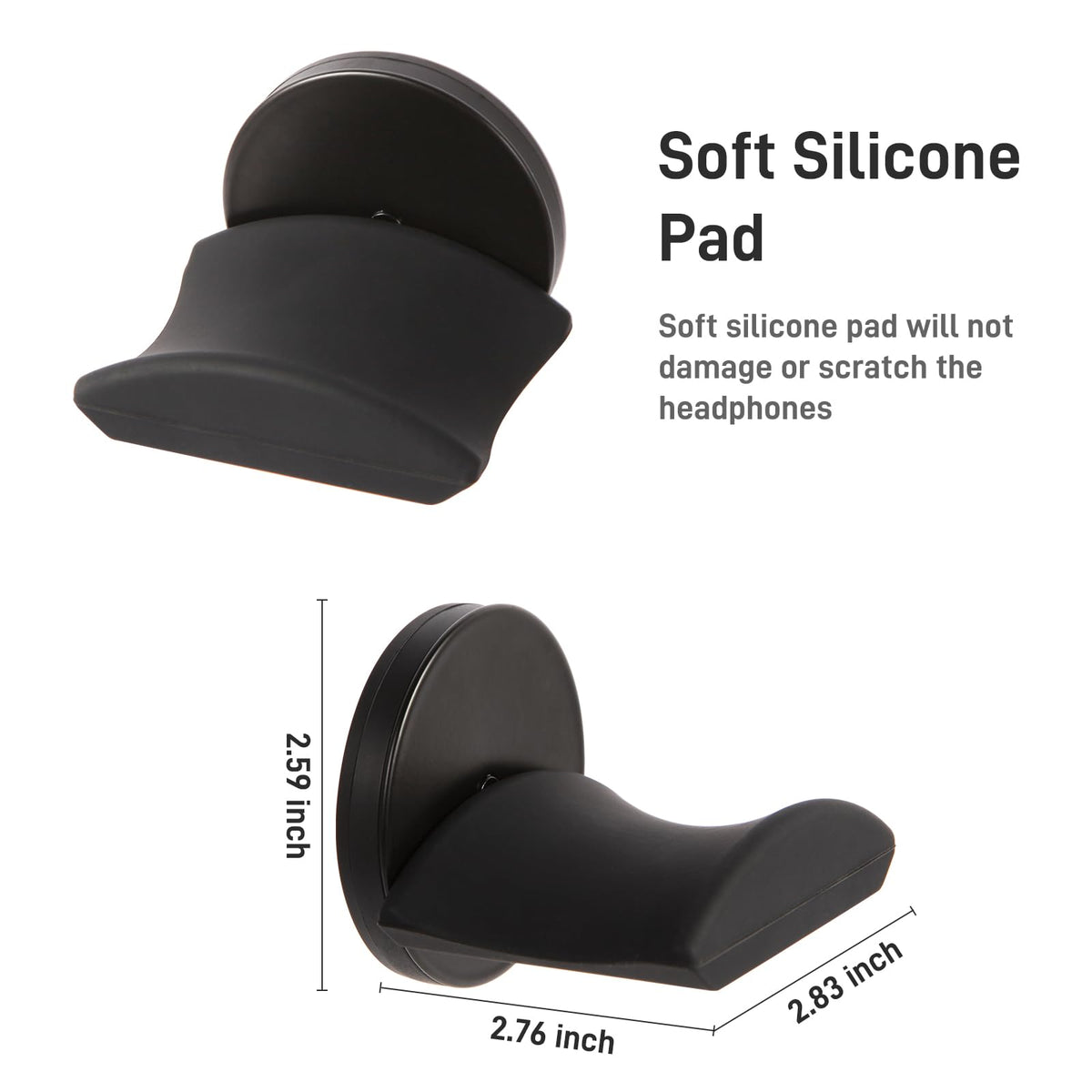 Dlilise headphone hook with soft rubber pad protects headbands.