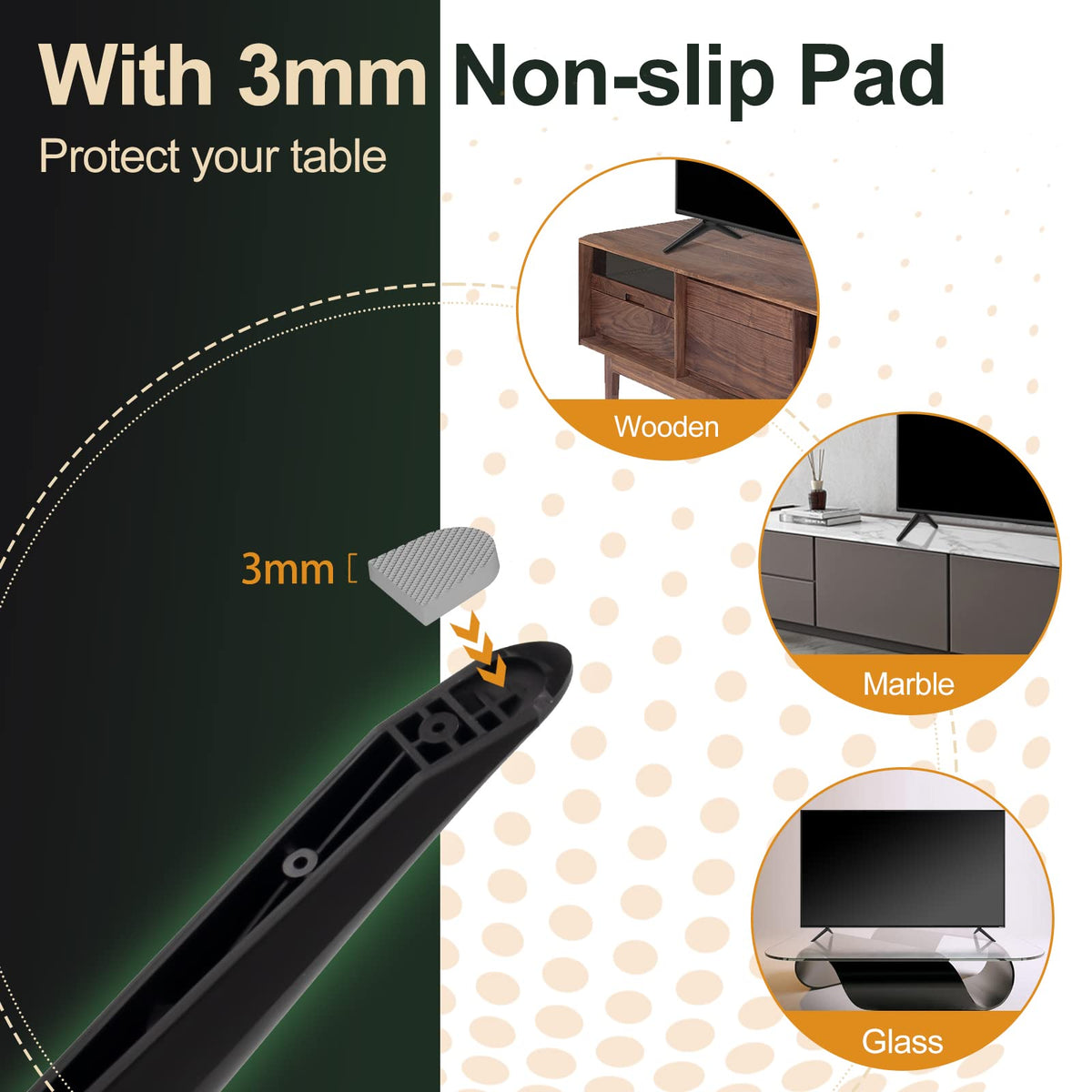 Dinghosen 3mm non-slip pads prevent scratches and movement.
