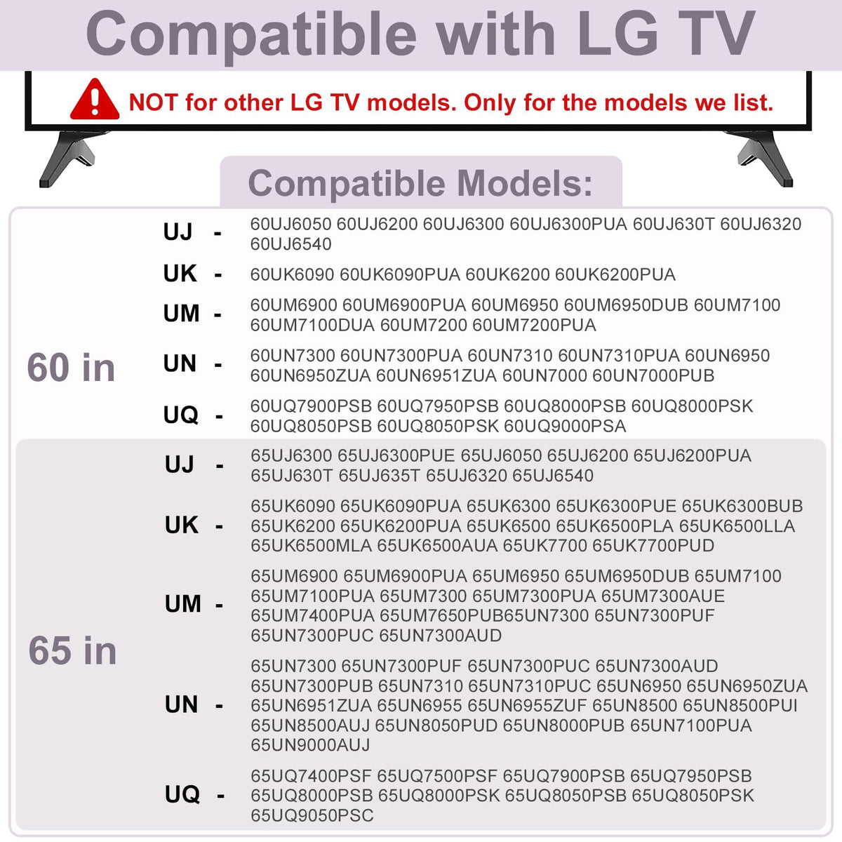 Dinghosen ABS material legs for durable LG TV support and longevity.